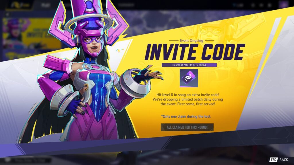 The extra invite code section for the Marvel Rivals Closed Beta.