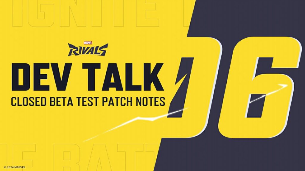 The Marvel Rivals Dev Talk 06 header for the Closed Beta Test Patch notes.