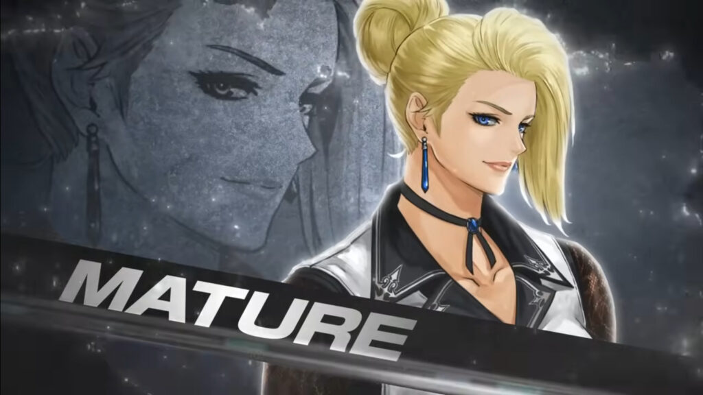 Mature in KOF XV, a Special DLC character in The King of Fighters XV — a screenshot from the official trailer