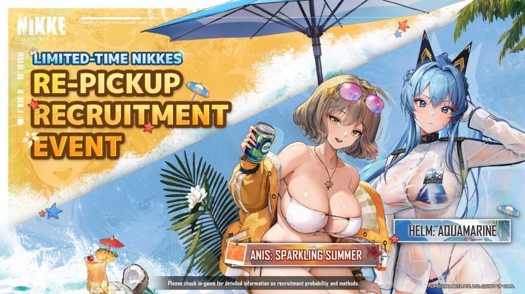 NIKKE Summer Anis and Helm Aquamarine