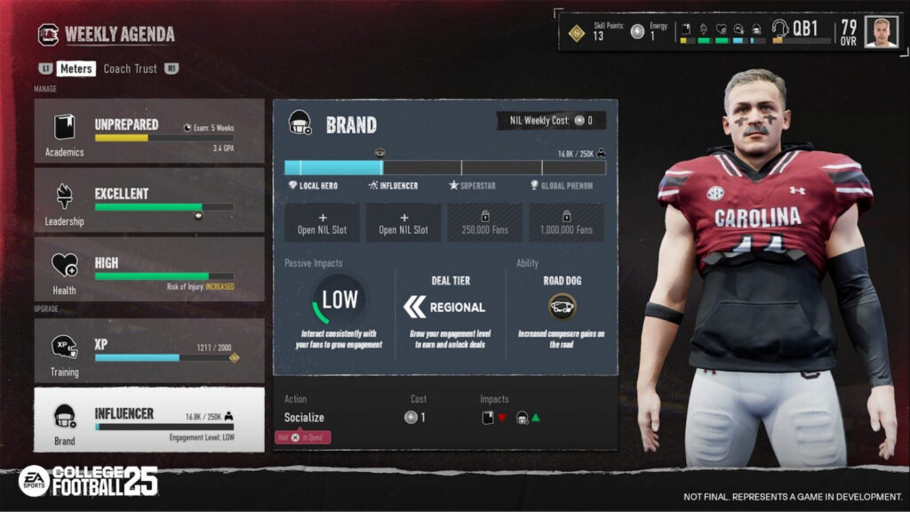 How do NIL deals work in College Football 25 Road to Glory?