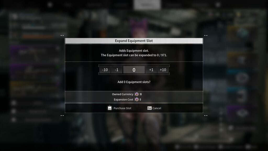How to increase your inventory: Expand Equipment Slot Menu in The First Descendant