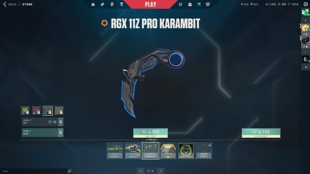 The VALORANT RGX 3.0 Karambit.