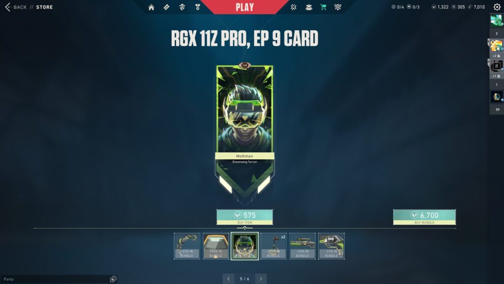 The bundle's player card.