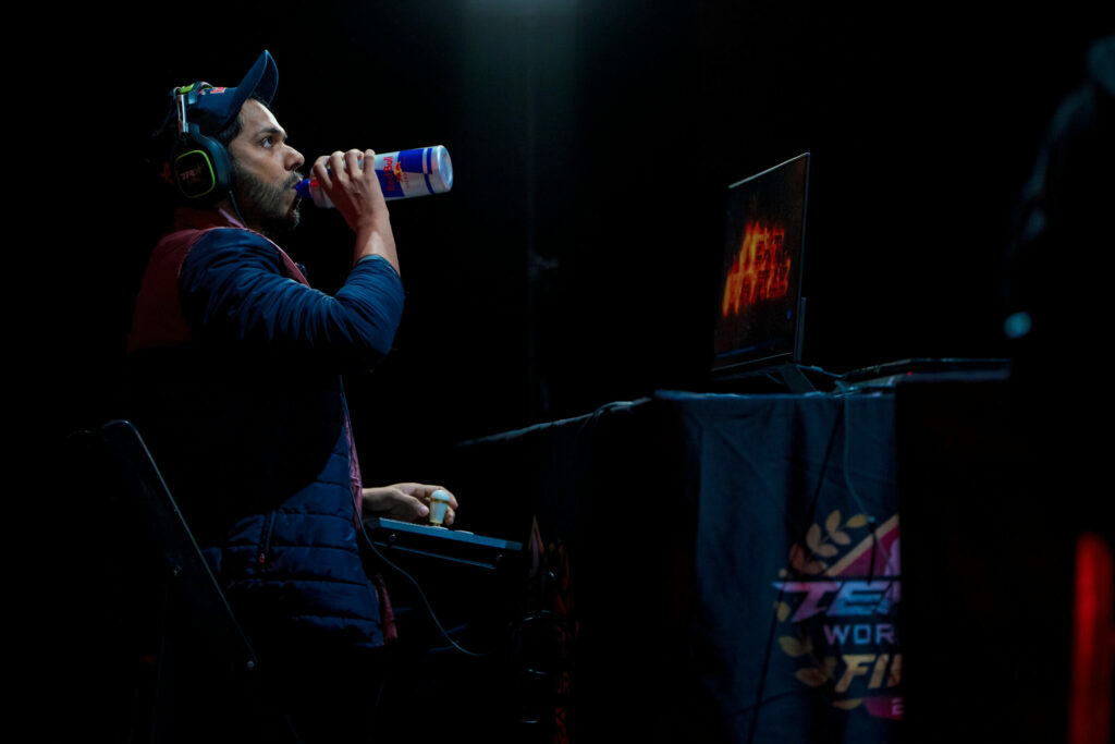 Arslan Ash drinking Red Bull