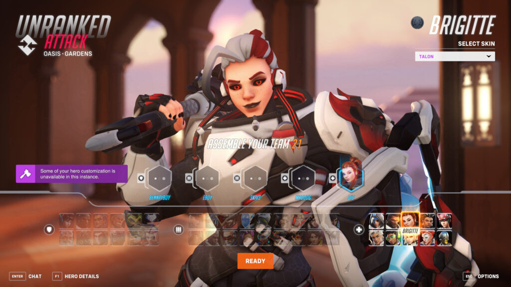 Some of your hero customization is unavailable in this instance screenshot 