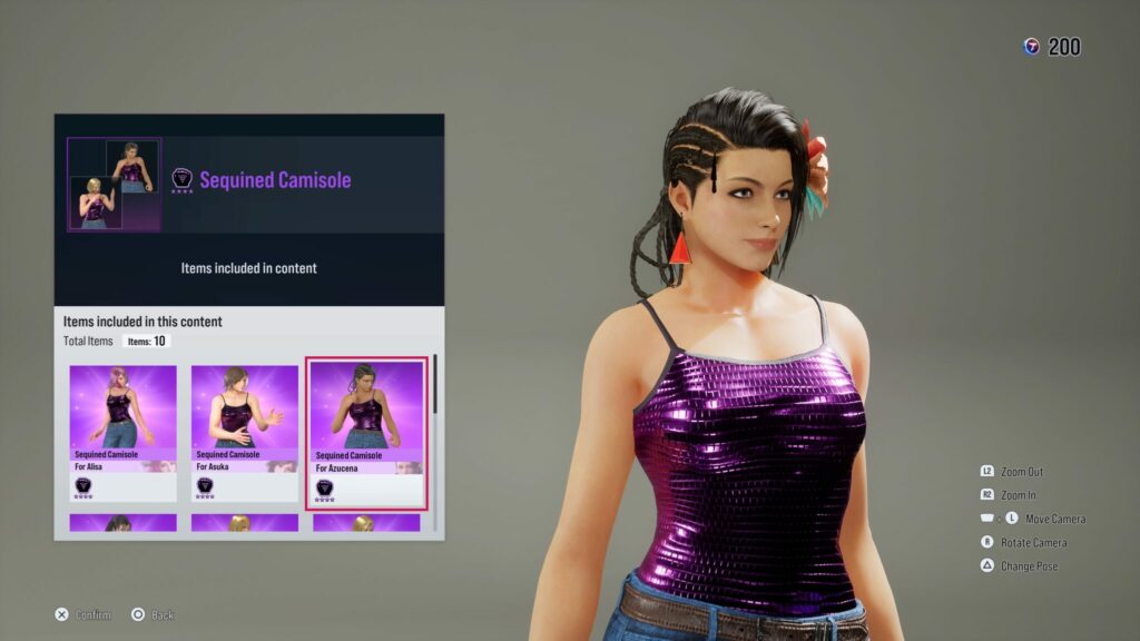 Azucena wearing the Sequined Camisole outfit from the Tekken 8 Fight Pass 2
