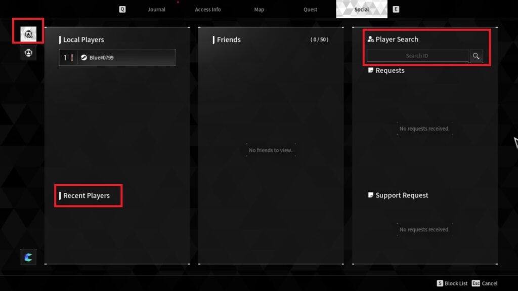 Social menu options in The First Descendant