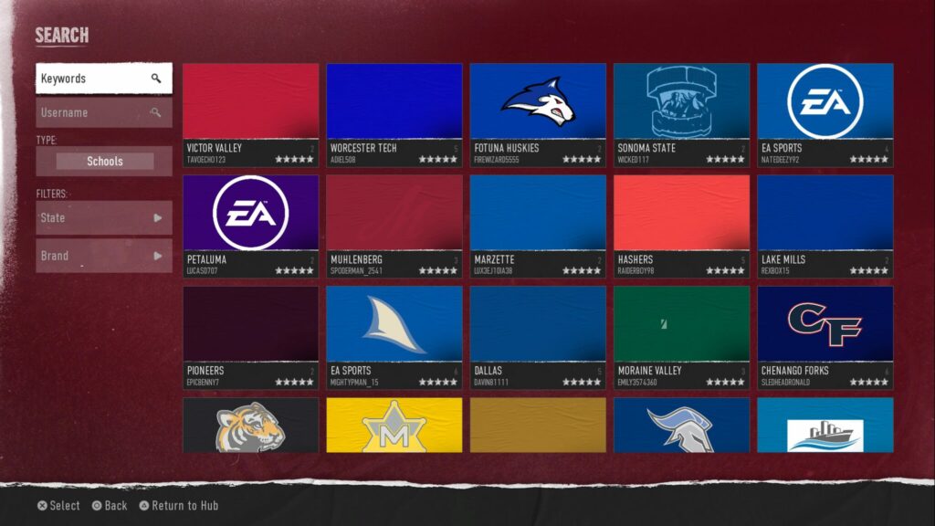 The search for schools in the download center.