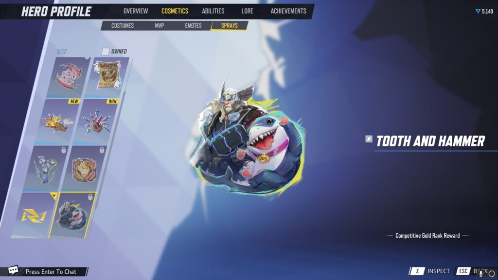 The Tooth and Hammer spray, a permanent reward in the Marvel Rivals Closed Beta Test.