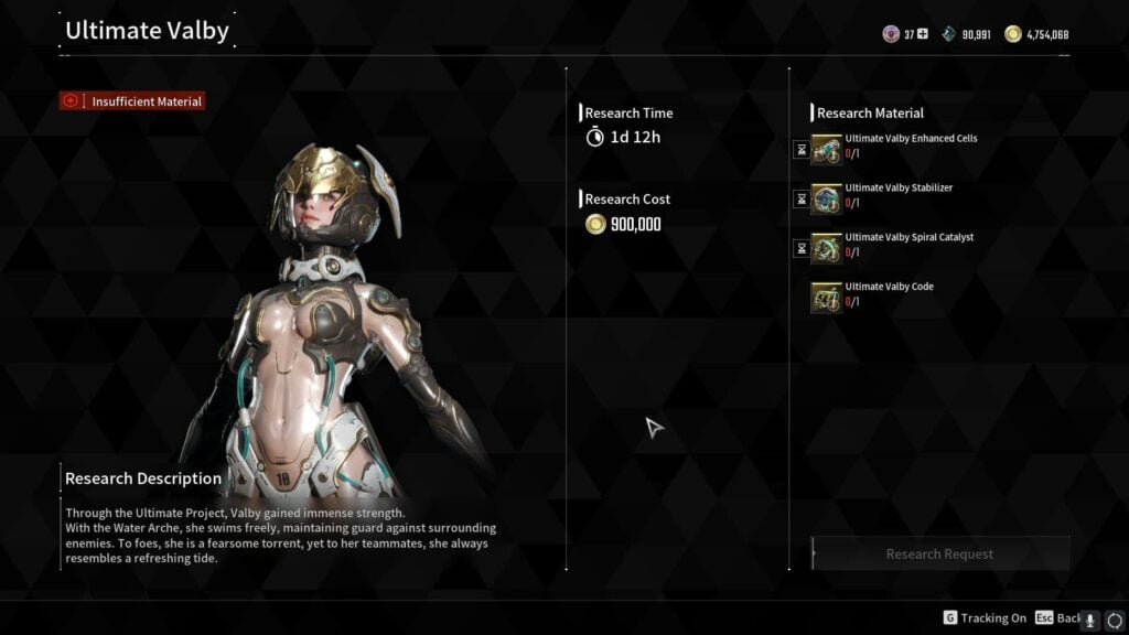 Research to unlock Ultimate Valby in The First Descendant.