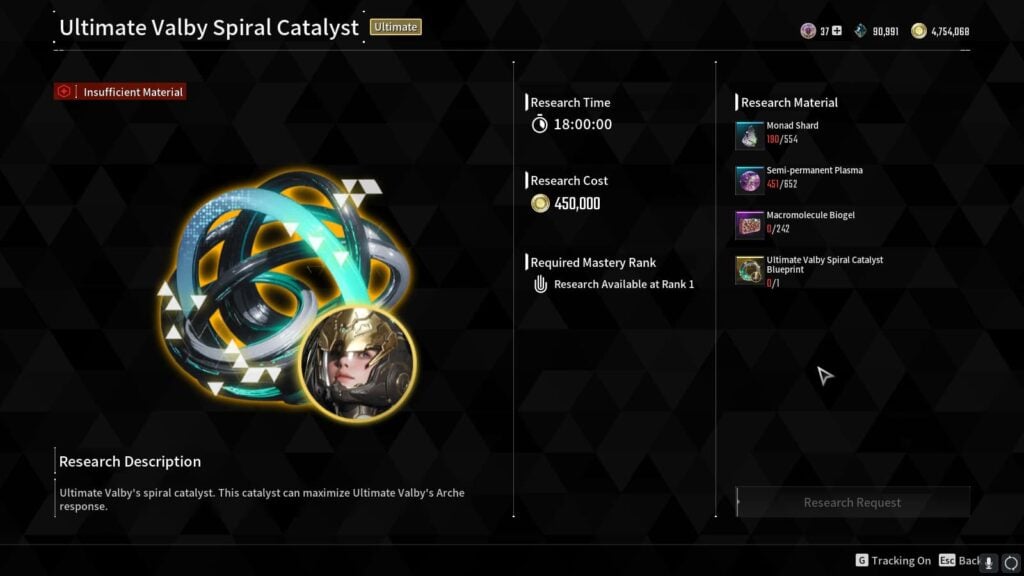 Research to unlock Ultimate Valby in The First Descendant.