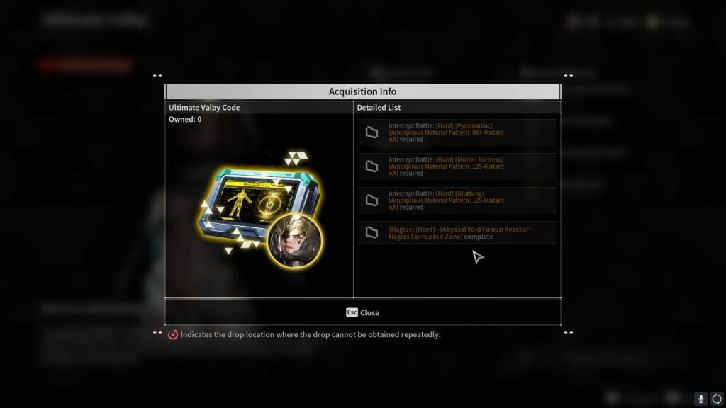 Acquisition info for the code needed.