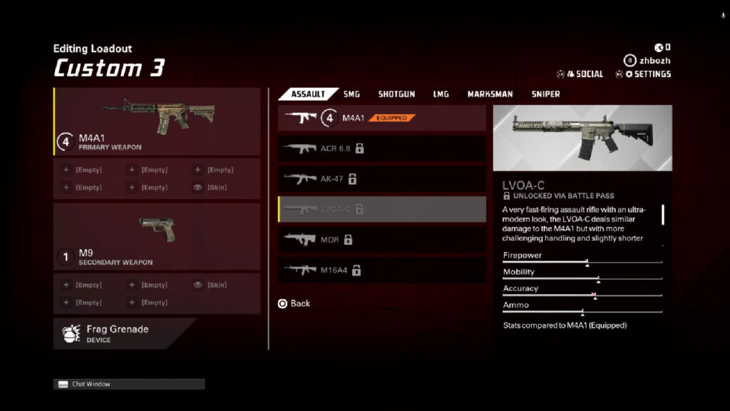 The new assault rifle has been added to the game XDefiant: LVOA-C. The image is a screenshot with the stats of LVOA-C.