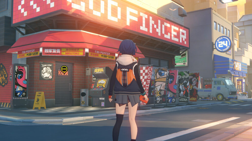 Screenshot of the Godfinger arcade in Zenless Zone Zero (ZZZ) at the beginning of the "Vicious Dogs Within" Soul Hounds III event.