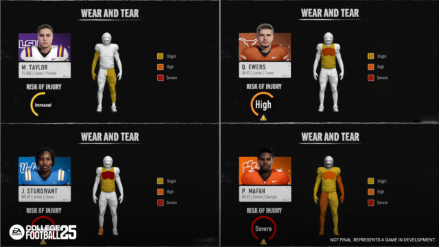 How to heal Wear and Tear during a game in College Football 25