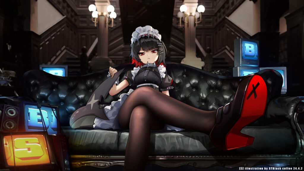 Ellen Joe on the sofa artwork by STBlack coffee