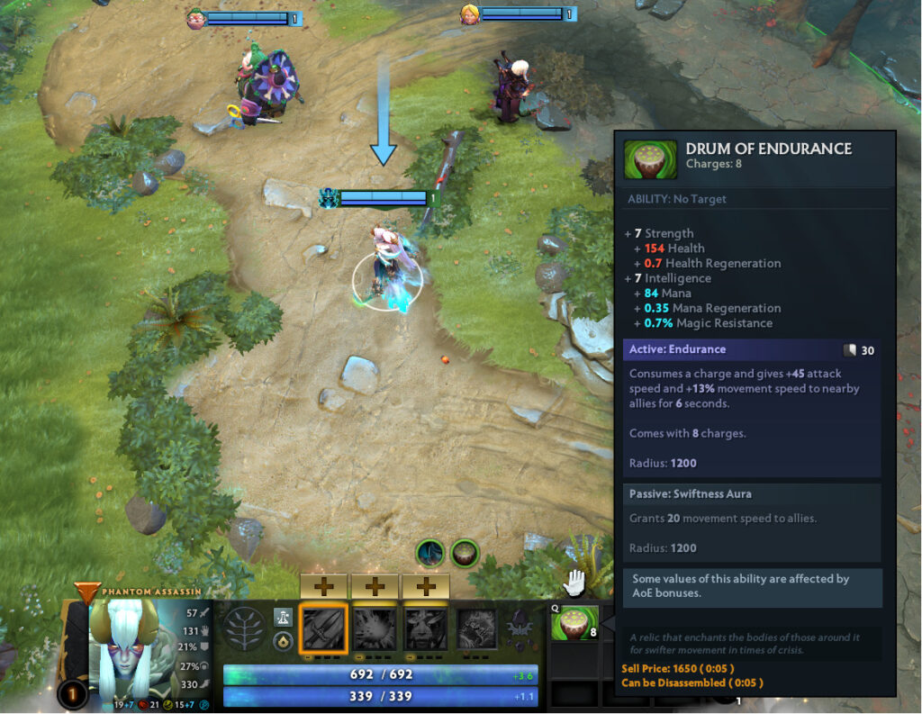 Phantom Assassin with Drum of Endurance 