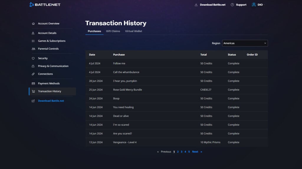Add up your  Overwatch 2 transaction history 
