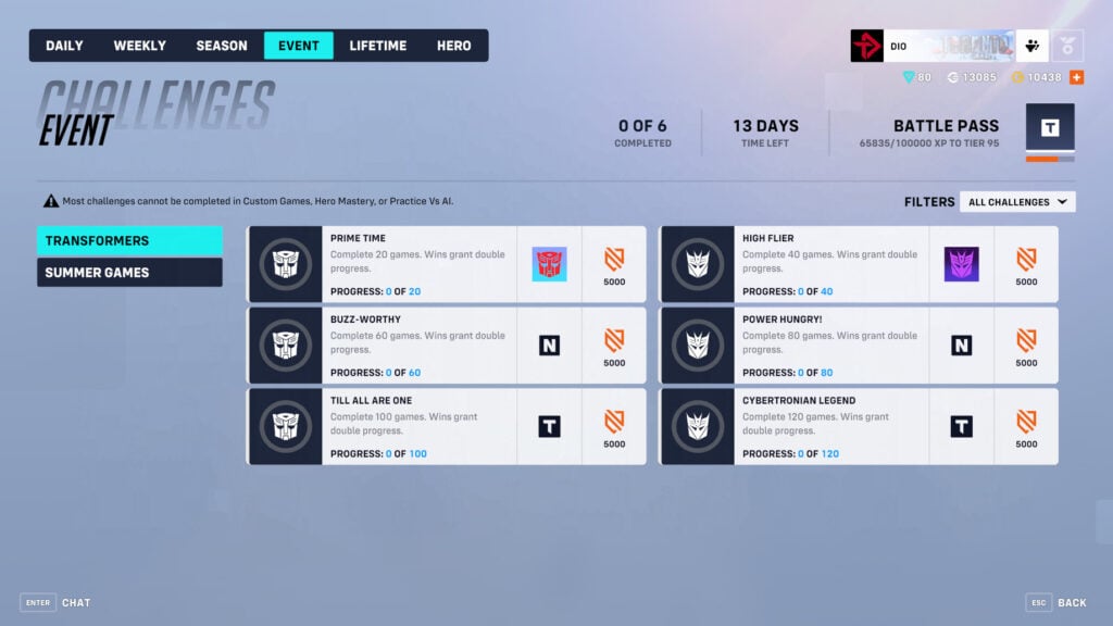 Overwatch 2 Transformers event challenges