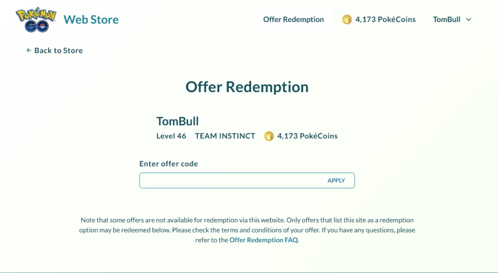 Pokémon GO redeem promo codes