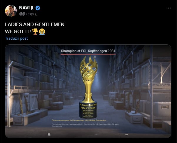 The screenshot shows the PGL Copenhagen Major trophy displayed in CS2. This was added in the CS2 update of July 22, along with the Dust 2 big change.