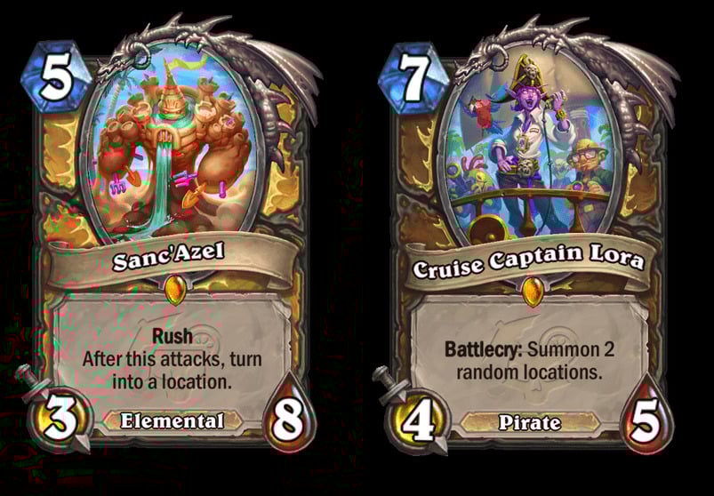 Sanc'Azel and Cruise Captain Lora in the Hearthstone Perils in Paradise expansion 
