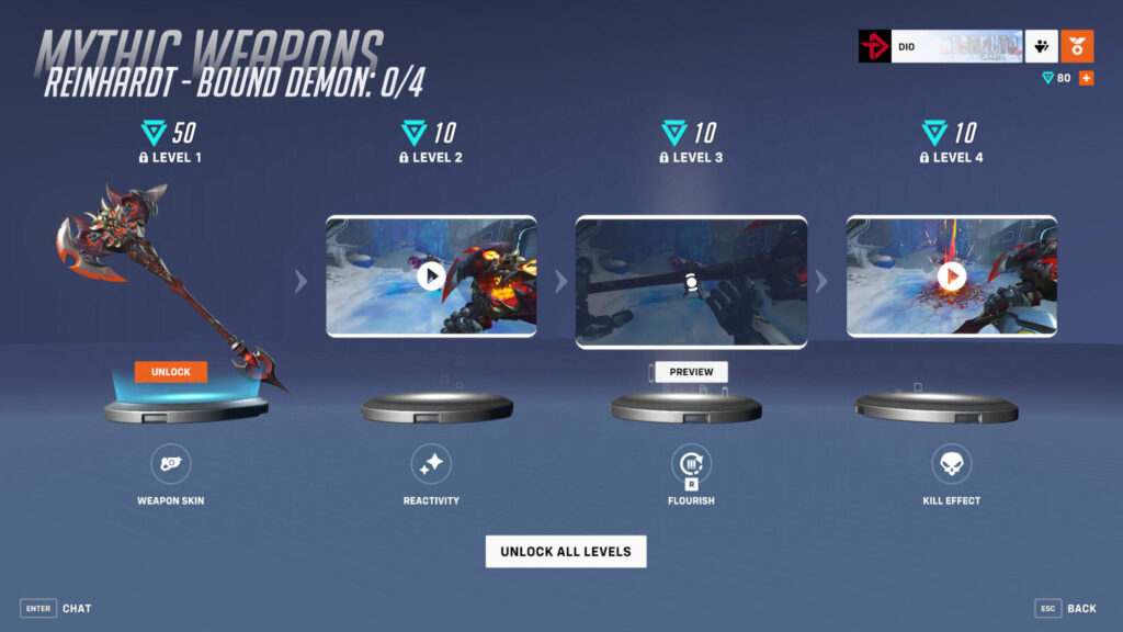 Reinhardt Bound Demon mythic weapon customizations