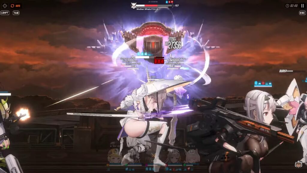 Scarlet fights Mother Whale in NIKKE