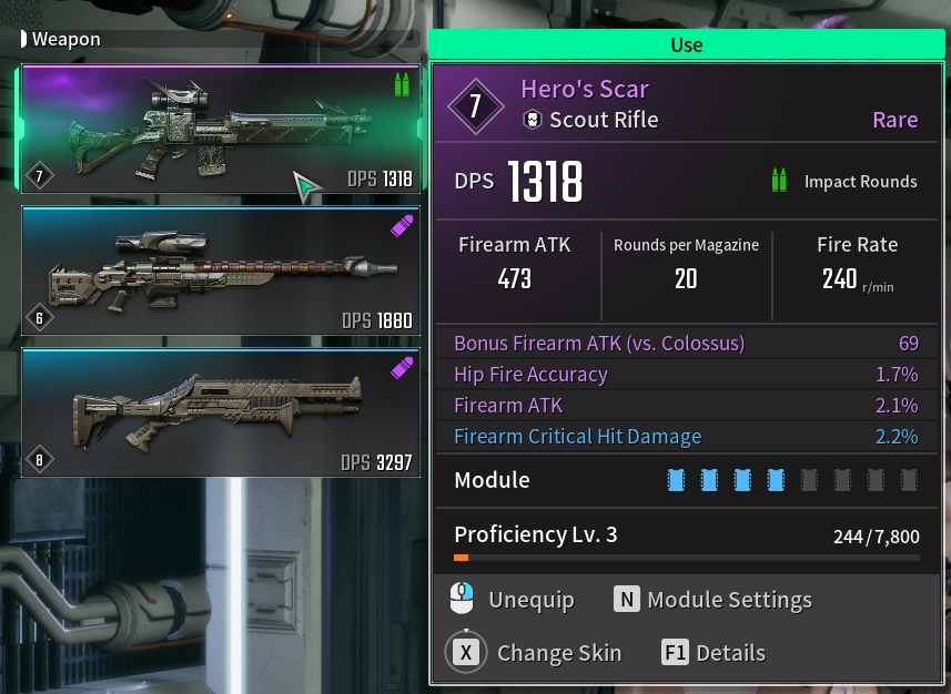 Hero's Scar Scout Rifle stats in The First Ascendant