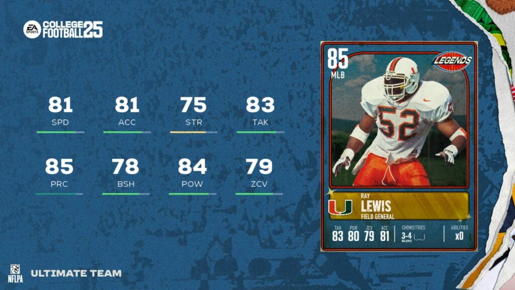 Ray Lews will be a part of a Legends set in College Football  25 Ultimate Team