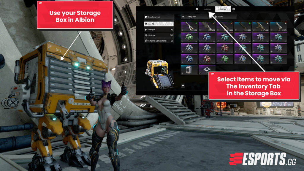 Explanation of how to use your Storage Box to increase your inventory space
