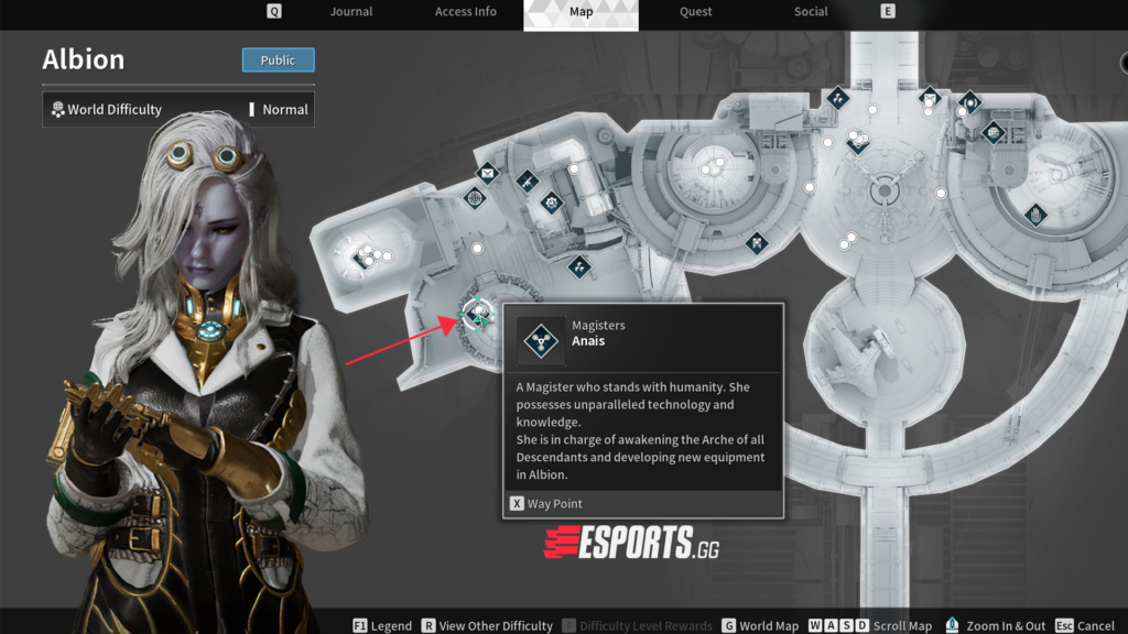 Map of Albion where Anais is located