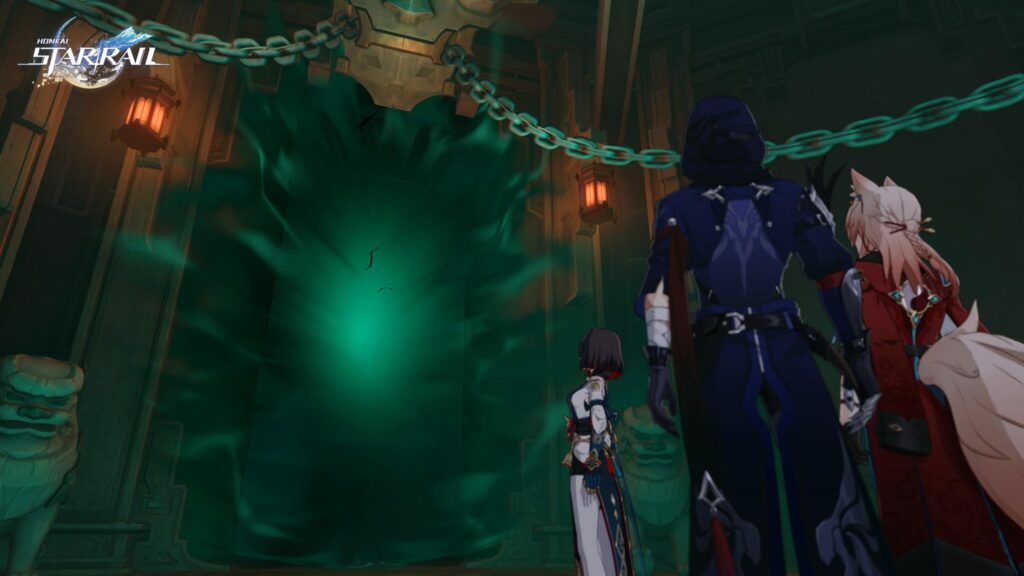 Moze and other characters in the Shackling Prison in Honkai Star Rail (image via HoYoverse)