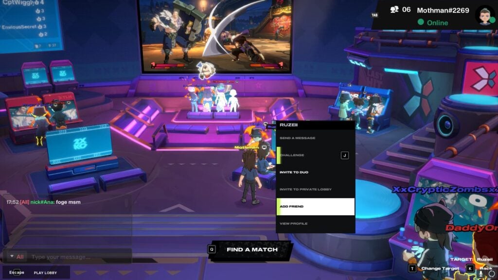 A player can add a person as a friend when interacting with them in the 2XKO lobby.
