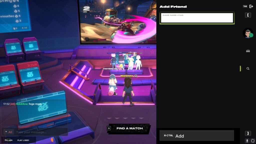 The Add Friend section of the tab menu in 2XKO.