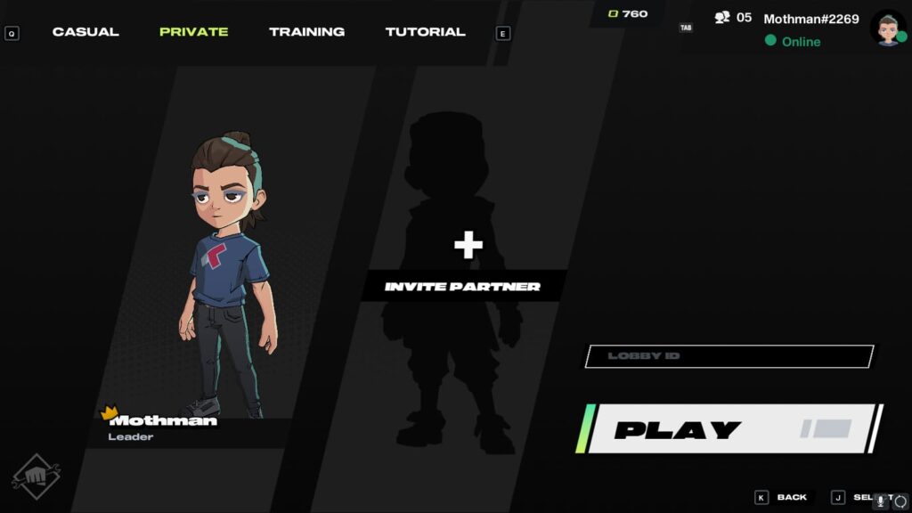 The private game mode is selected in 2XKO.