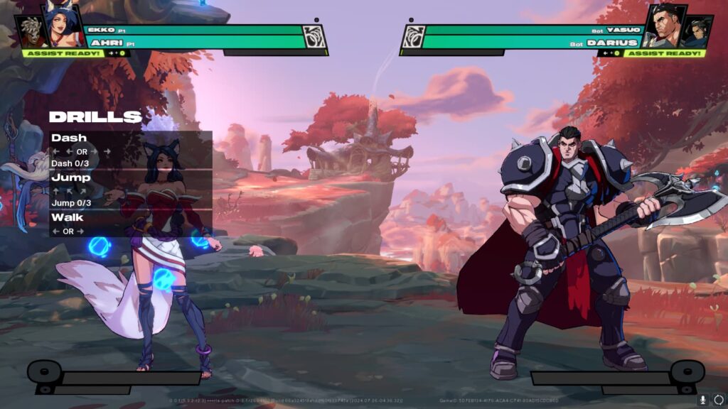 A player is in the 2XKO tutorial, where it shows drills that must be completed.