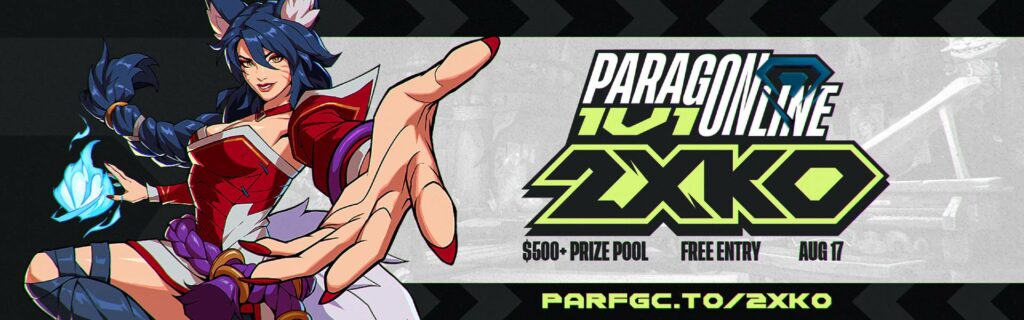 A poster for the 2XKO esports tournament ParagOnline 2XKO (Alpha Lab Edition)