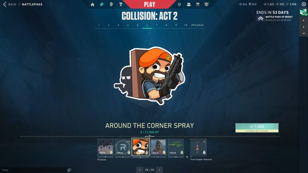 The Around the Corner Spray in the VALORANT Episode 9 Act 2 Battle Pass.