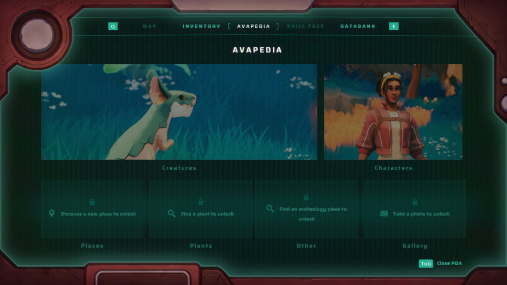 Creature of Ava's Avapedia menu.