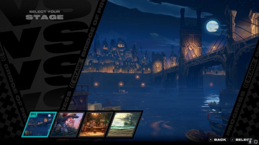 Bridge of Progress during the stage selection of 2XKO.