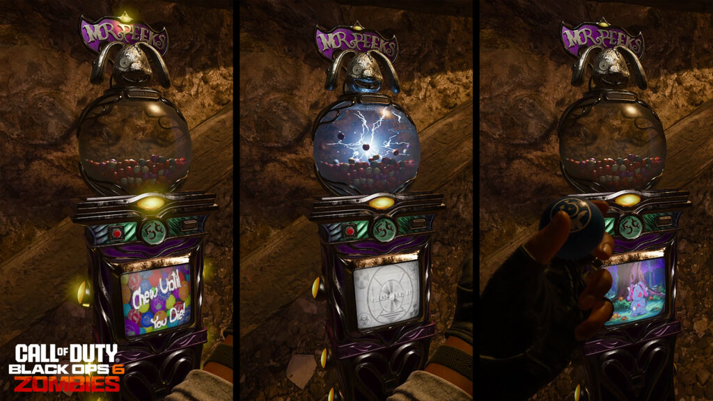 This screenshot from the game Call of Duty Black Ops 6 features GobbleGum Machines
