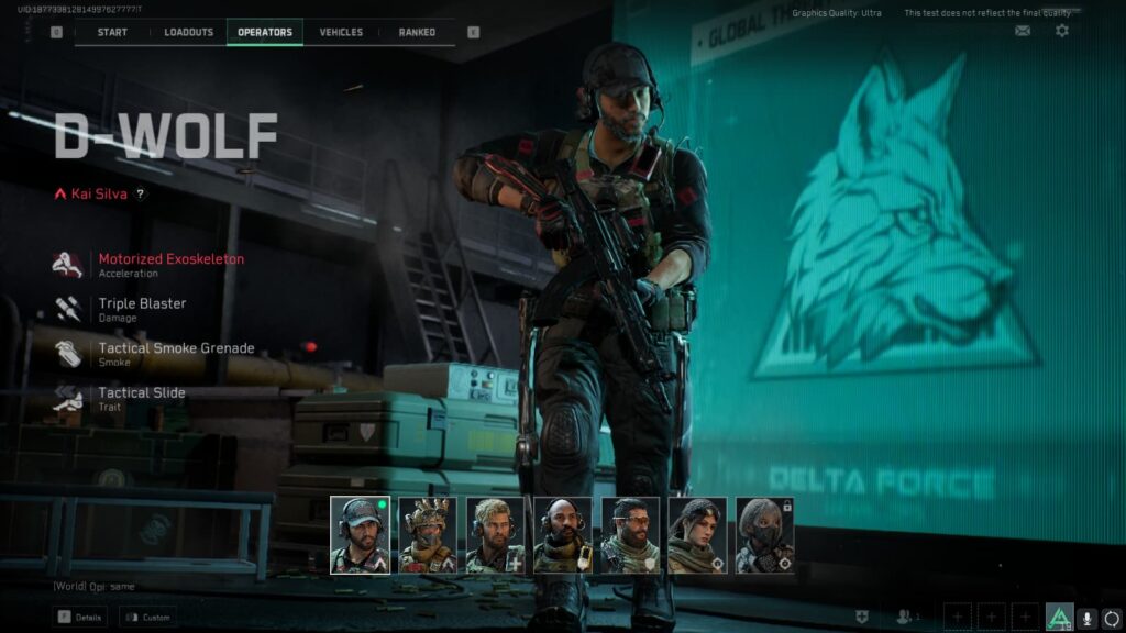 D-Wolf and his Operator abilities in Delta Force: Hawk Ops.