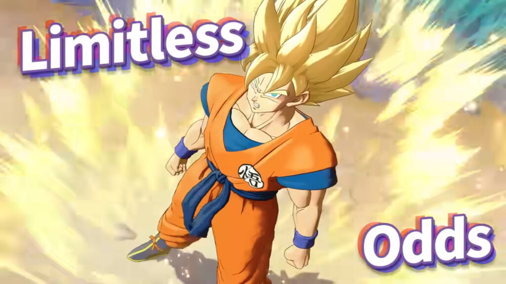 The image features the Dragon Ball character Goku in his powered-up form of a Super Saiyan