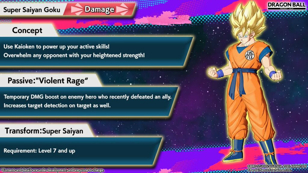 Details of the Dragon Ball Project: Multi character - Super Saiyan Goku