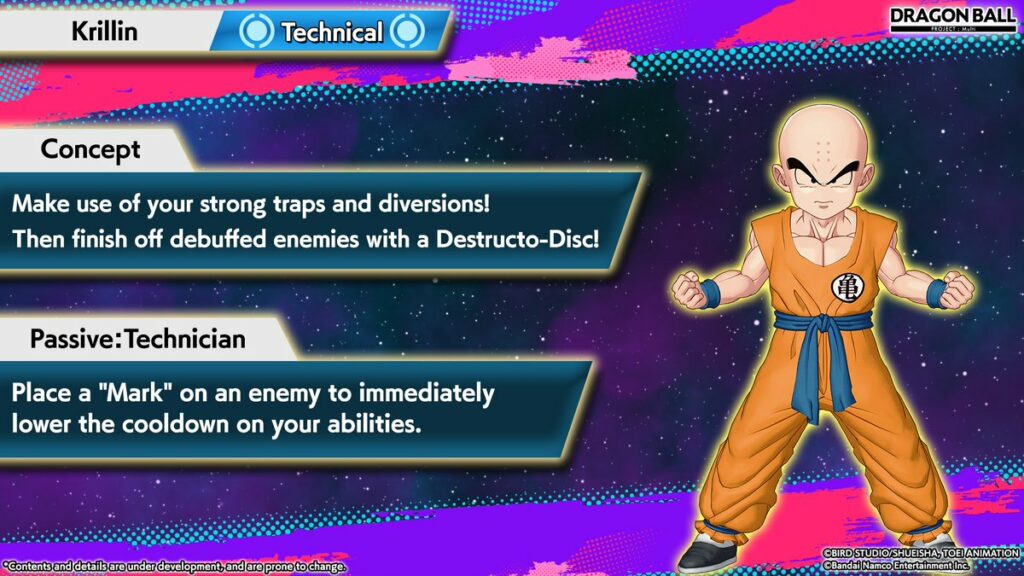 An introduction of Krillin abilities in the upcoming Dragon Ball MOBA game, Project Multi