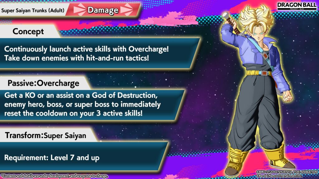 Characters in Dragon Ball MOBA - info on Trunks