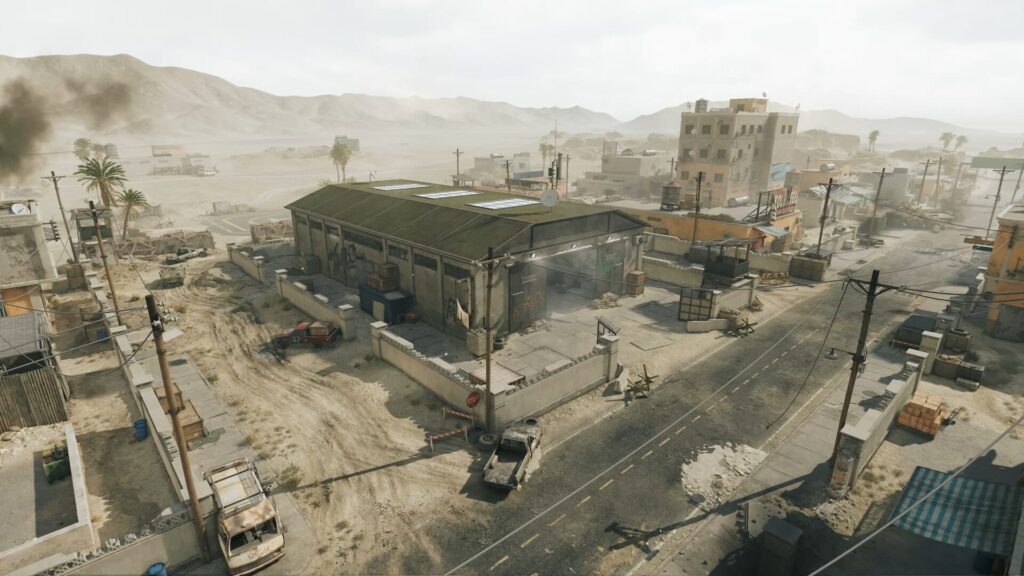 A garage on a map in Delta Force: Hawk Ops.