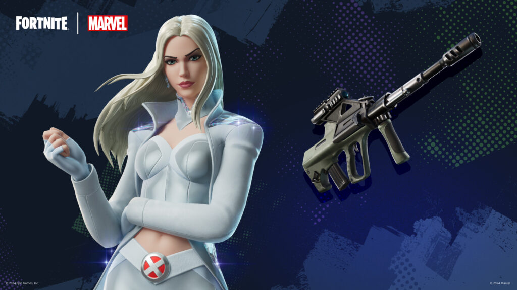 Emma Frost depicted in Fortnite as one of the bosses in Chapter 5 Season 4.